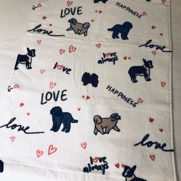 Puppy Love Dog Hearts Whimsical Hand Towel - Picture 2 of 3